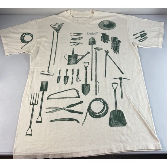 Gardening Tools AOP 90s Vintage Tshirt Size L Made In USA *No Tag* - Picture 1 of 7